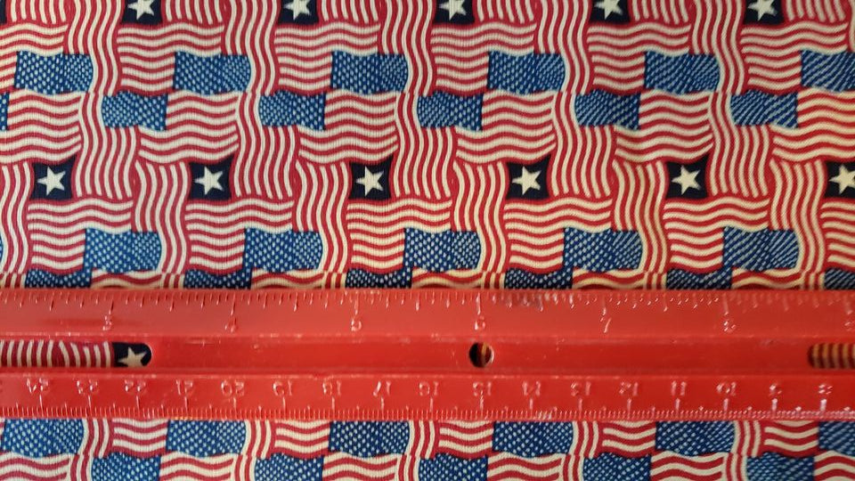 USA mini country style flags cotton fabric sold by half yard x 44"  made in USA