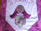 Shalom Hamsa evil eye all purples quilted wall hanging