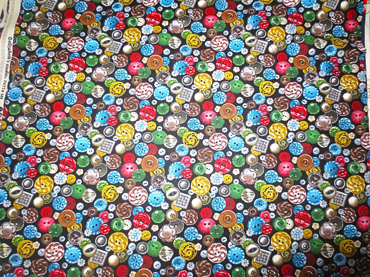 Colorful sewing Buttons tossed on black background Elizabeth Studios BhY oop