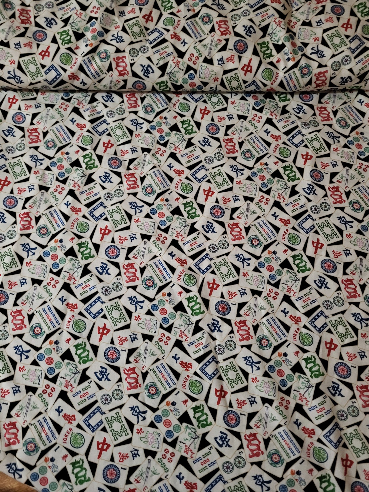 Mahjong tiles cotton fabric