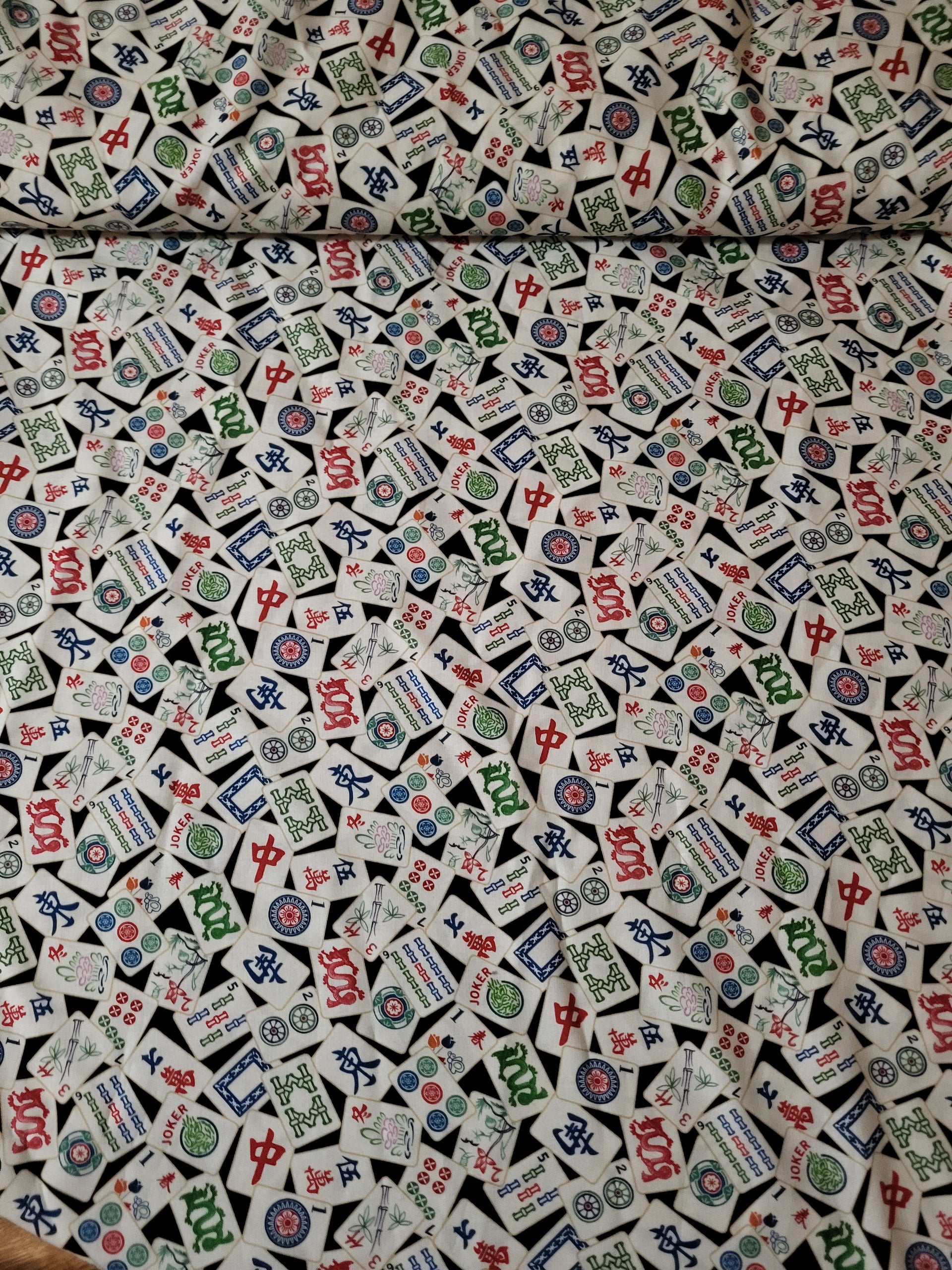 Mahjong tiles cotton fabric