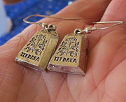 everyday judaica and shabbat silver earrings tzedaka box / hypoallergic wires