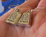 everyday judaica and shabbat silver earrings tzedaka box / hypoallergic wires