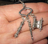 shabbat judaica theme simple silver pendants sterling silver plated euro style torah, yad, mezuzah