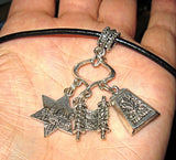 shabbat judaica theme simple silver pendants sterling silver plated euro style triple tzekdaka jerusalem star torah