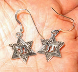 star of david silver charm earrings sterling silver ear wires l'chi star of david / regular sterling ear wires