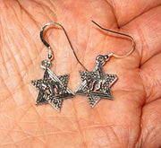 star of david silver charm earrings sterling silver ear wires