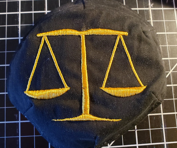 scales of justice small kippah or saucer yarmulke