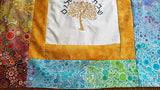 effervescence golden tree of life modern challah cover embroidered hebrew shabbat shalom vibrant colors