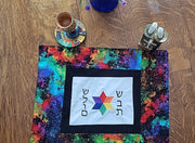 pride challah cover mottled rainbow colors shabbat shalom in hebrew embroidered