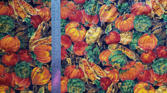 Joan Messmore autumn pumpkins Fall harvest cotton fabric oop 1 yard