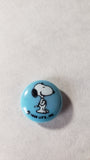 vintage snoopy and woodstock metal and plastic shank sewing buttons snoopy blue smiling