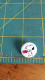 vintage snoopy and woodstock metal and plastic shank sewing buttons snoopy supper dish