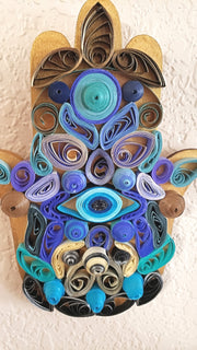 quilled hamsa wall art