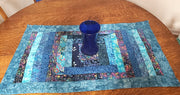 batik insulated table runner turquoise blues