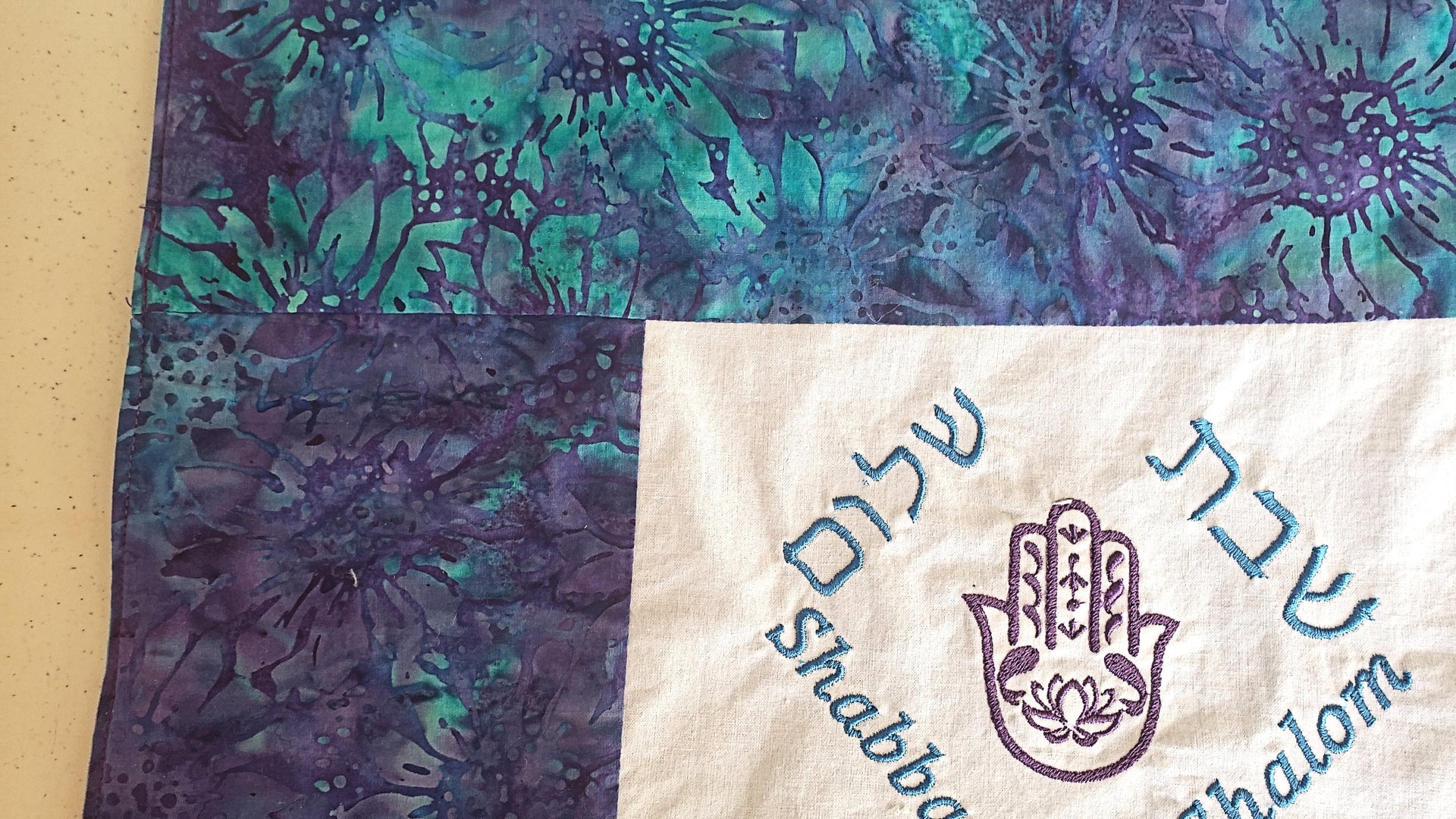 embroidered hamsa batik challah cover