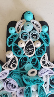 turquoise quilled hamsa wall art