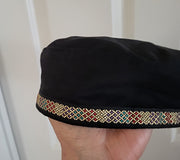 bucharian kippah with tapestry trim sephardic hat style yarmulke