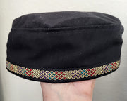 bucharian kippah with tapestry trim sephardic hat style yarmulke