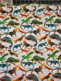 Lizards geckos reptiles cotton colorful quilting fabric bhy