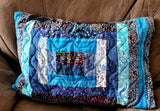 Batik blues quilted extra large pillow cover