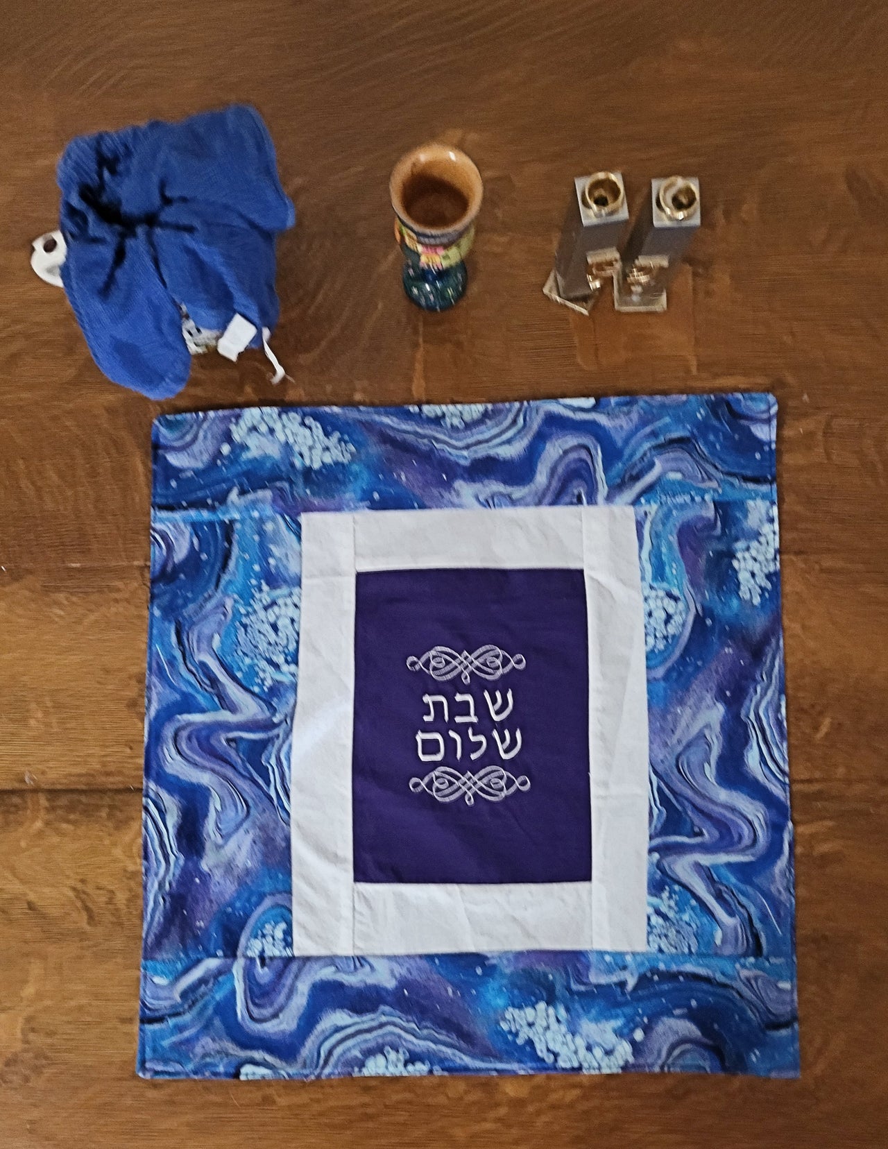 Modern challah cover purple geode design