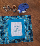 Turquoise Yom Tov embroidered Challah cover gorgeous geode design