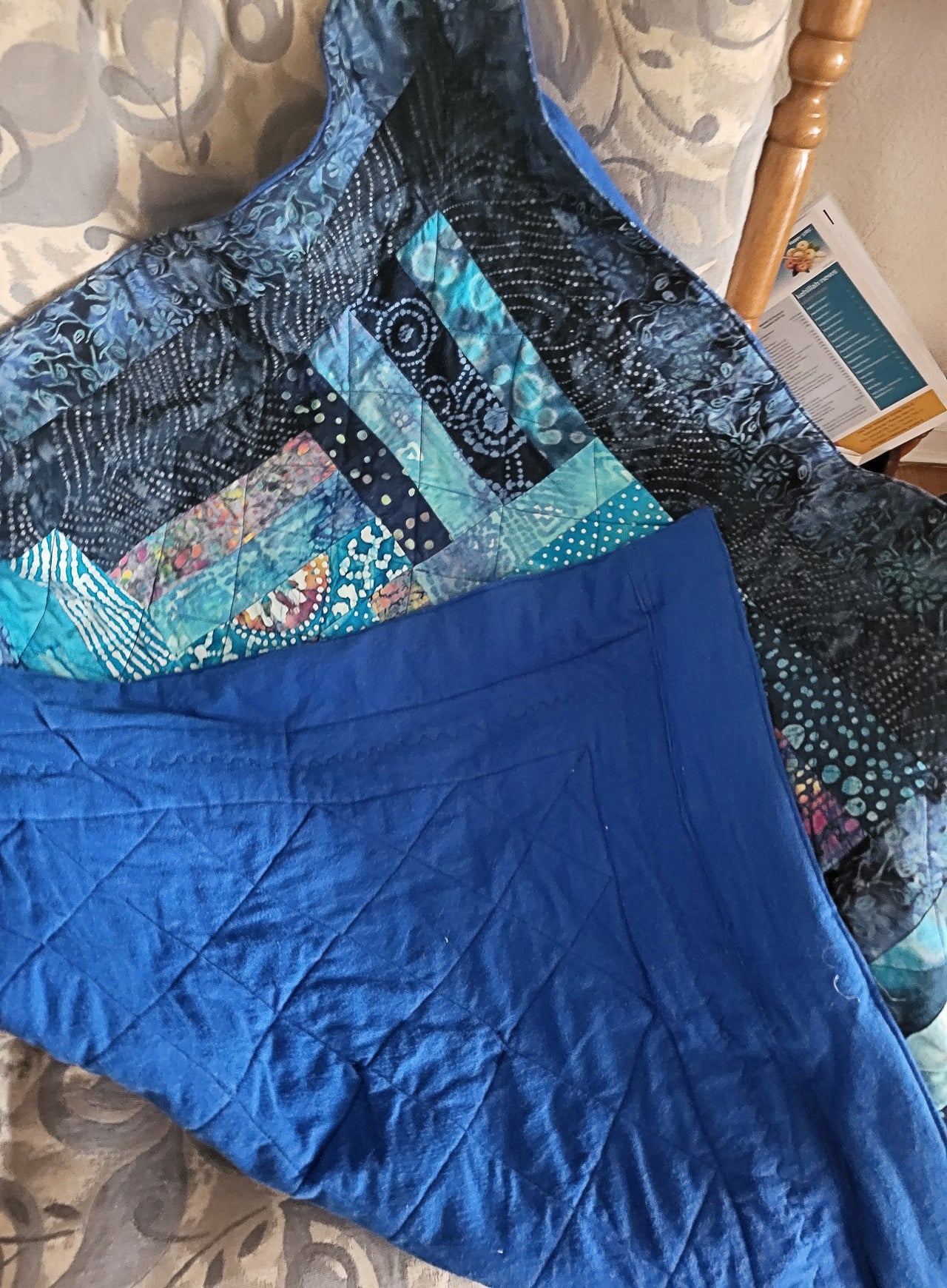 Variety of blues batiks quilt