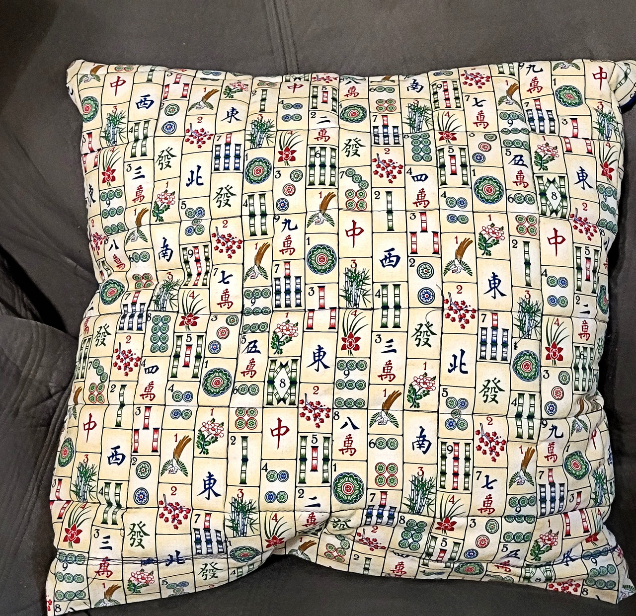 Mahjongg quilted pillow cover