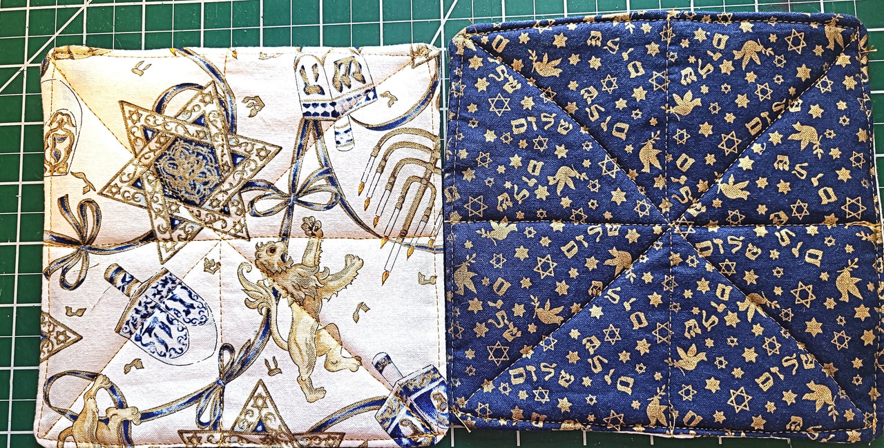 Judaica Mug Rugs insulated mini mats 6" x 6" choice of pattern Jewish Holidays