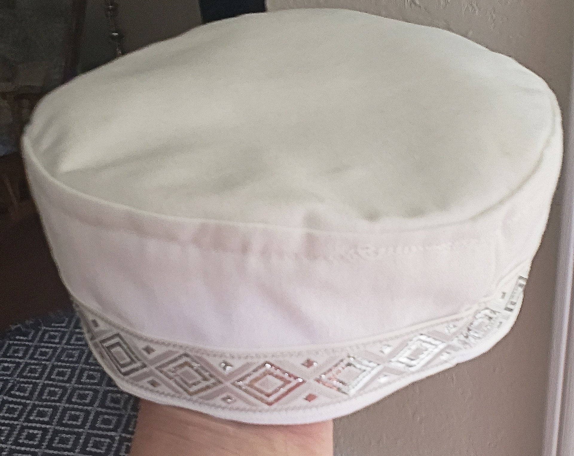 bucharian kippah with tapestry trim sephardic hat style yarmulke