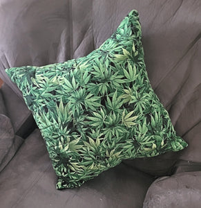 quilted cannabis throw pillow