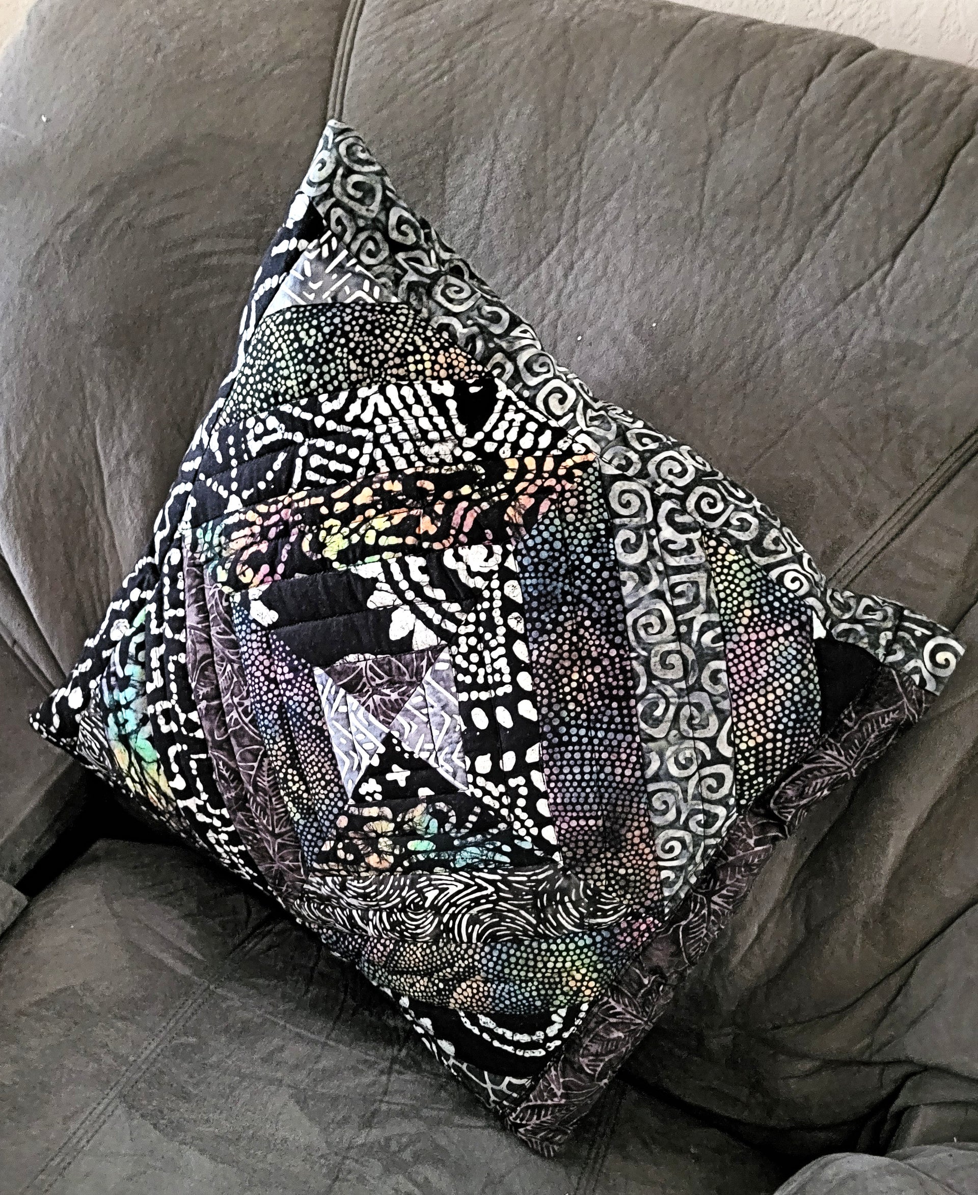 bohemian quilted batik toss pillow