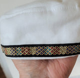 Bucharian kippah with tapestry trim Sephardic hat style yarmulke
