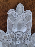 Hamsa white one of a kind art quilling
