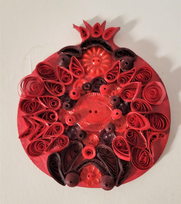 Quilled Pomegranate with buttons