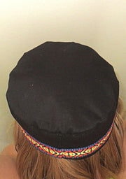 bucharian kippah with tapestry trim sephardic hat style yarmulke