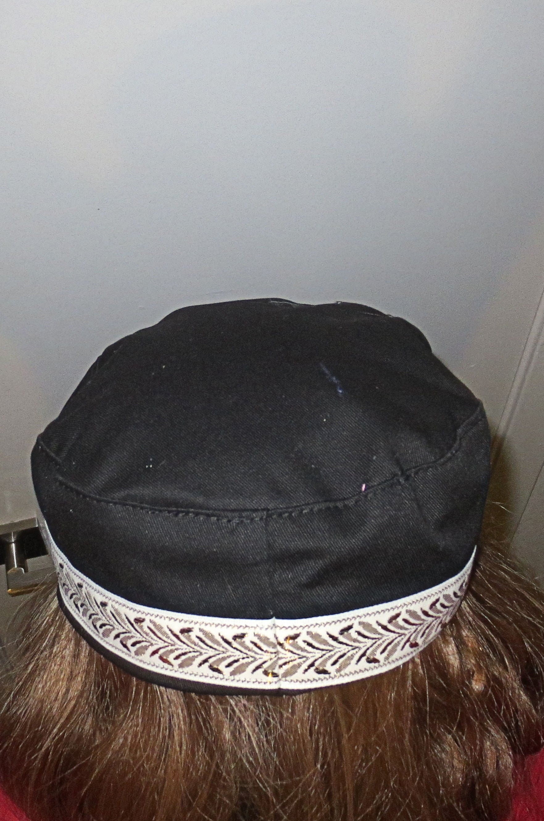 bucharian kippah with tapestry trim sephardic hat style yarmulke