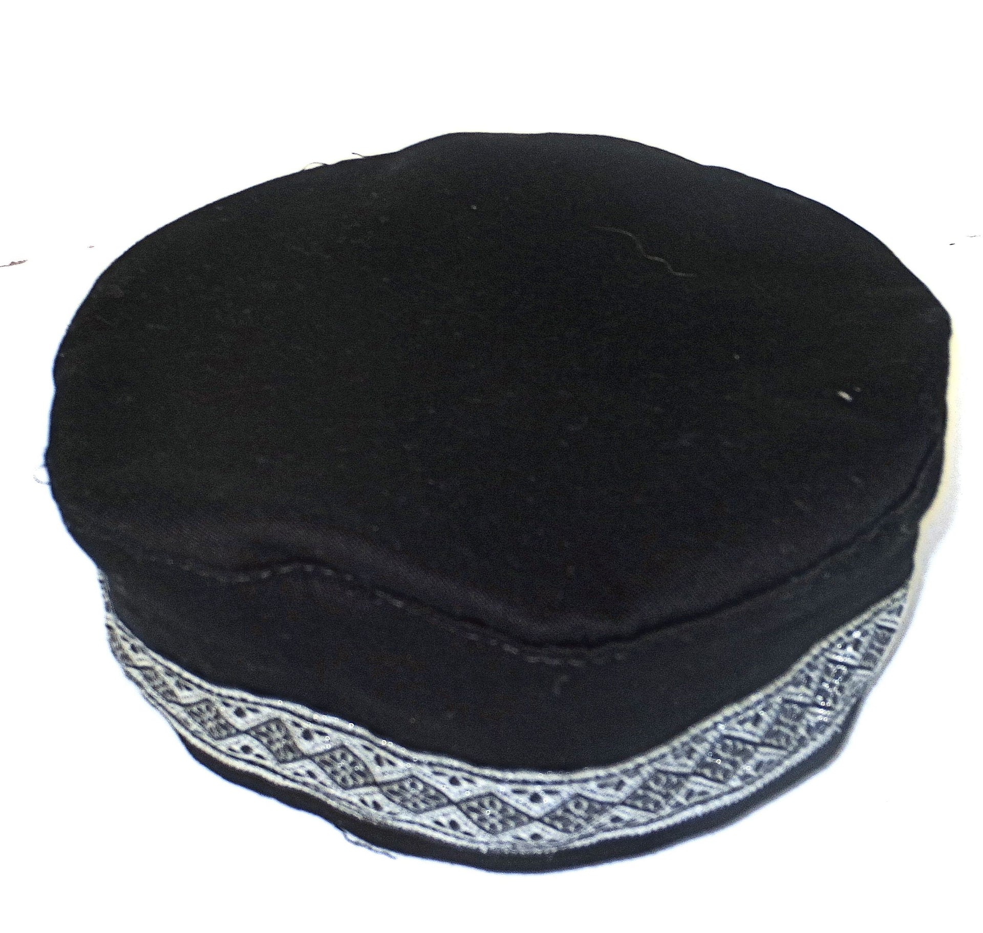 bucharian kippah with tapestry trim sephardic hat style yarmulke