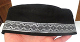 bucharian kippah with tapestry trim sephardic hat style yarmulke 24" / black silver diamonds / black