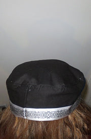 bucharian kippah with tapestry trim sephardic hat style yarmulke