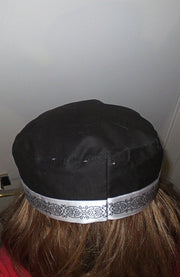 bucharian kippah with tapestry trim sephardic hat style yarmulke