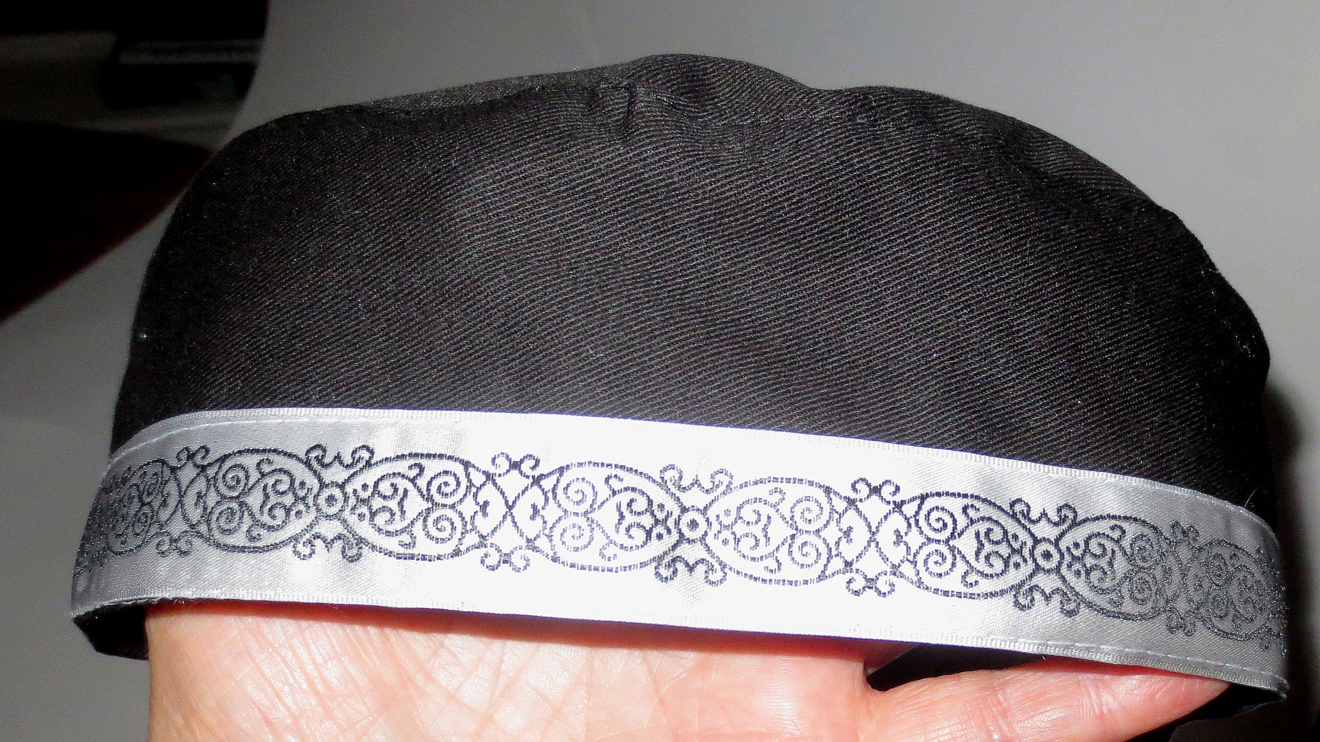 bucharian kippah with tapestry trim sephardic hat style yarmulke