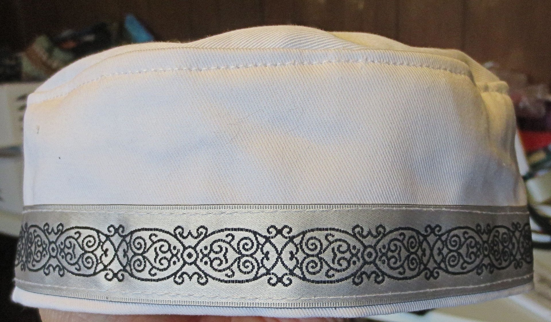 bucharian kippah with tapestry trim sephardic hat style yarmulke