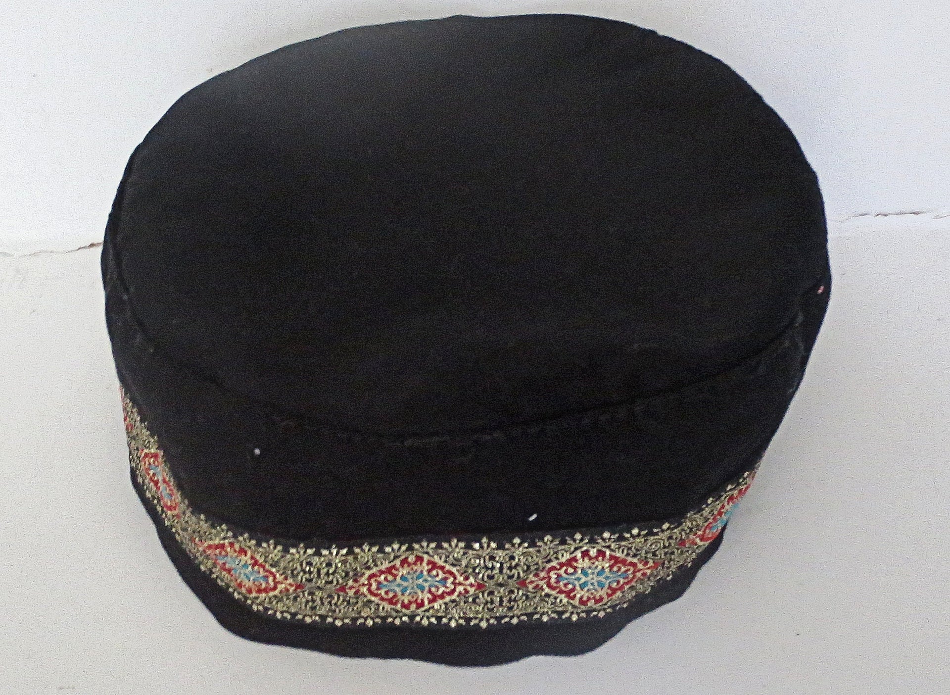 bucharian kippah with tapestry trim sephardic hat style yarmulke