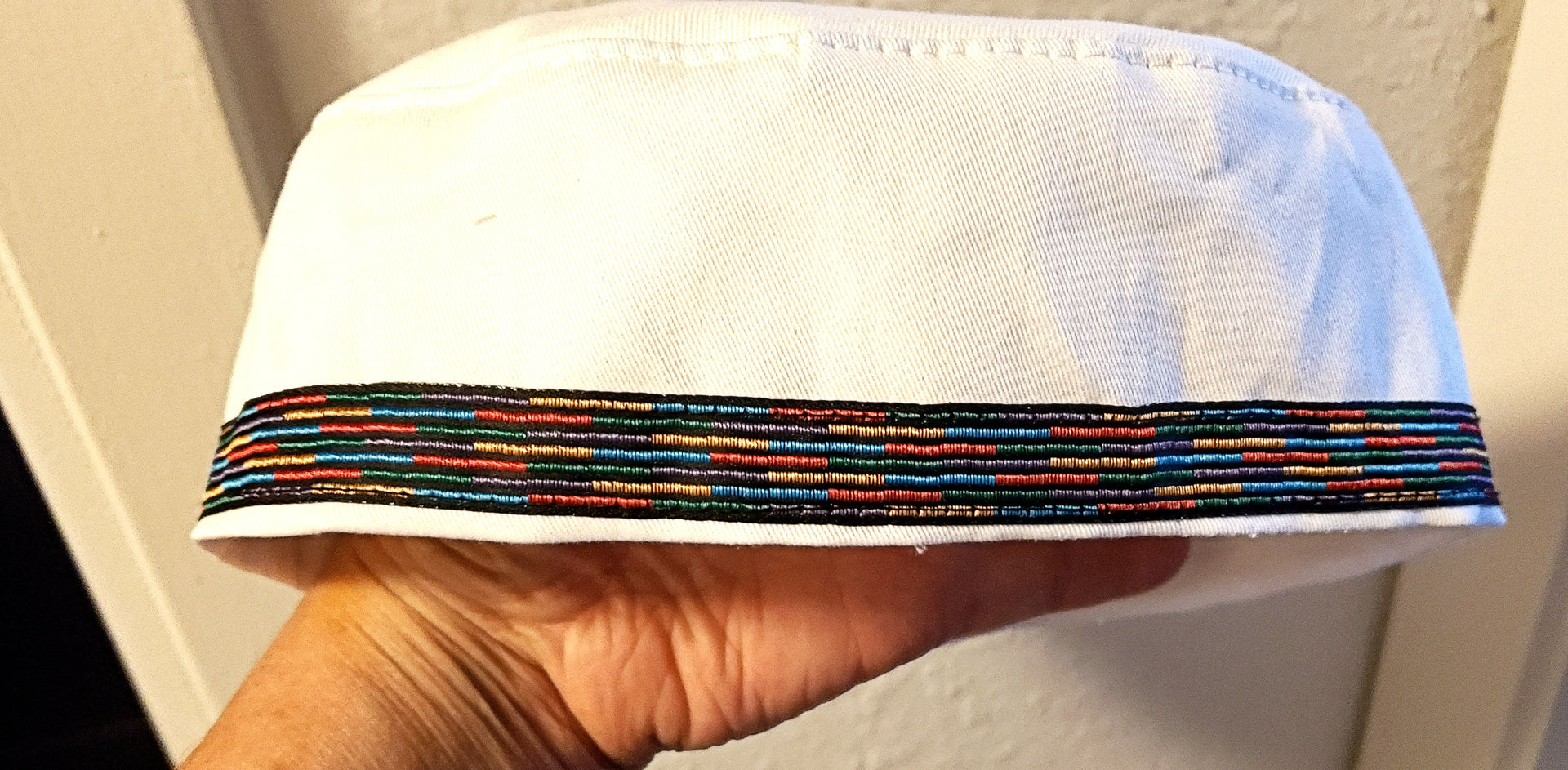 bucharian kippah with tapestry trim sephardic hat style yarmulke