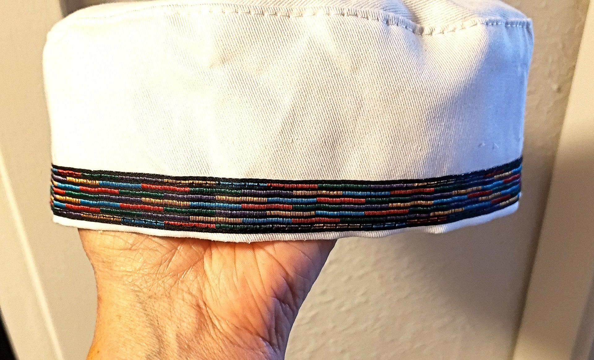 bucharian kippah with tapestry trim sephardic hat style yarmulke