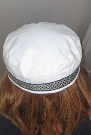 bucharian kippah with tapestry trim sephardic hat style yarmulke