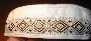 bucharian kippah with tapestry trim sephardic hat style yarmulke