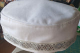 bucharian kippah with tapestry trim sephardic hat style yarmulke 22" / white silver diamonds / white
